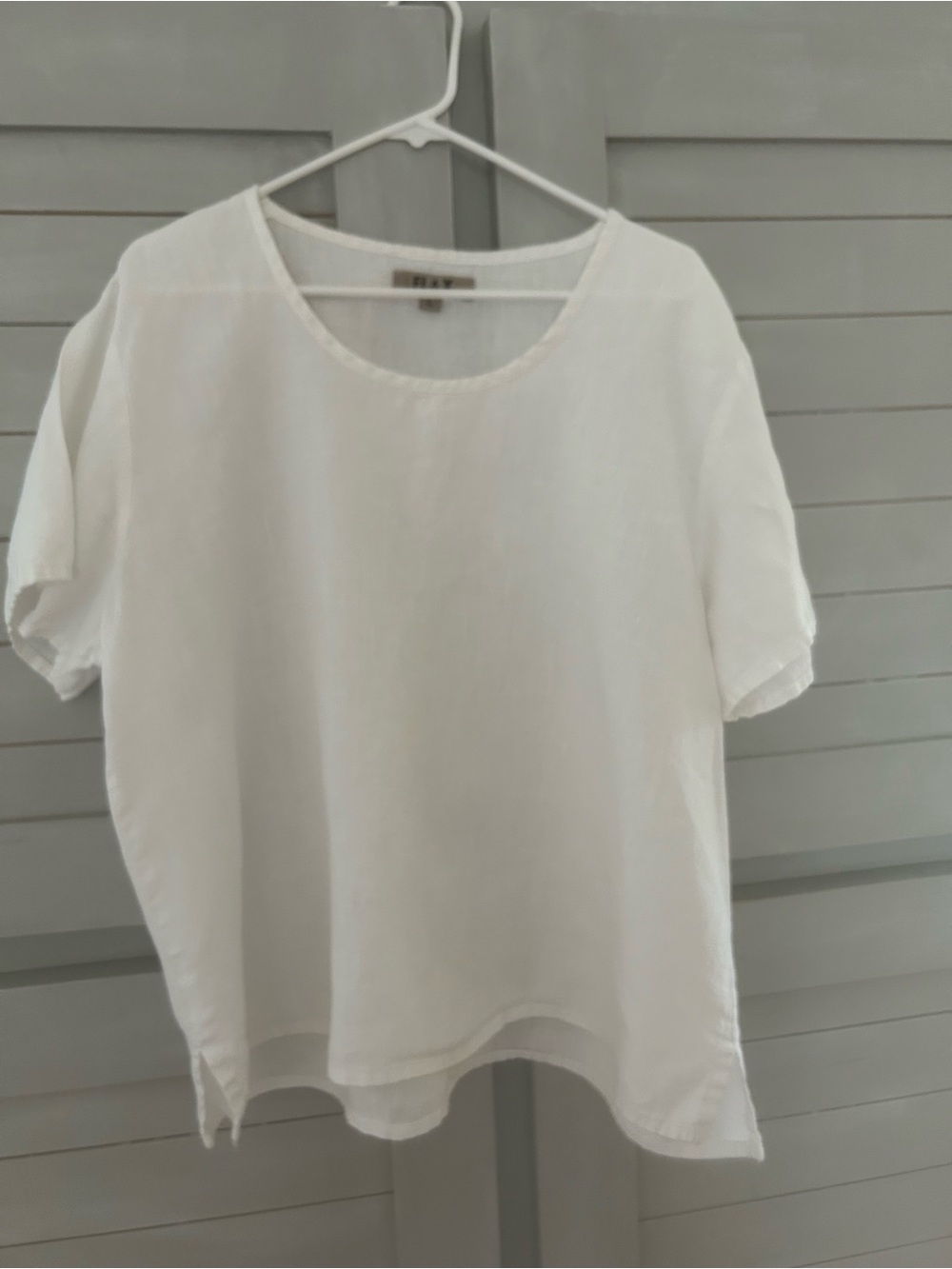 Flax White Linen Short-Sleeve Scoop Neck Top